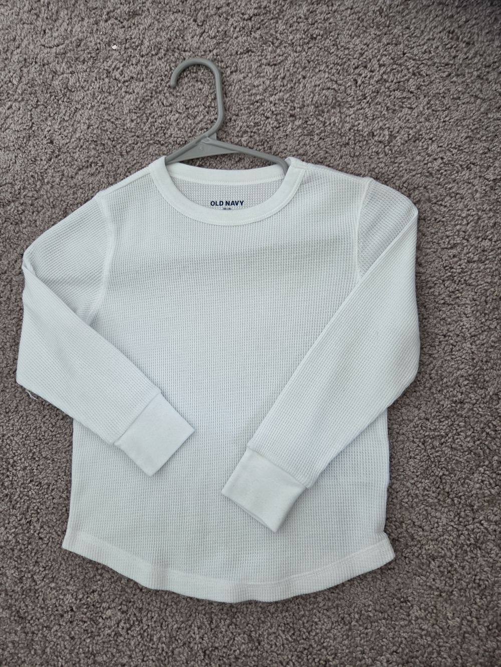 Old Navy White Kids Waffle Thermal Long-Sleeve Top